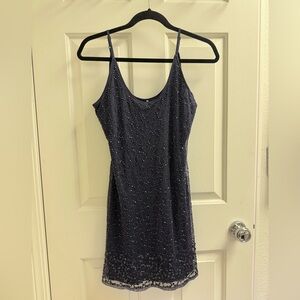 Passport Midnight Blue Beaded Mini Dress